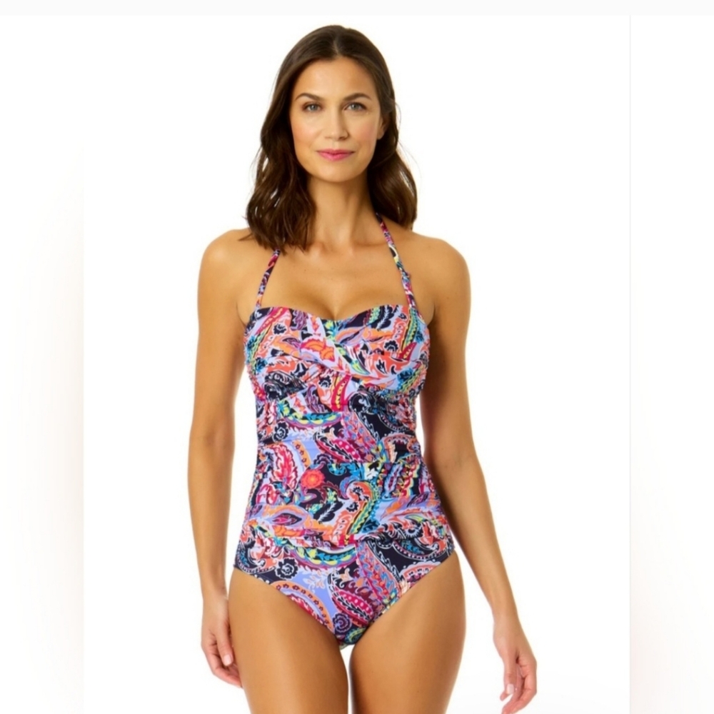 ANNE COLE NWT Size 10 Colorful Paisley Swimsuit